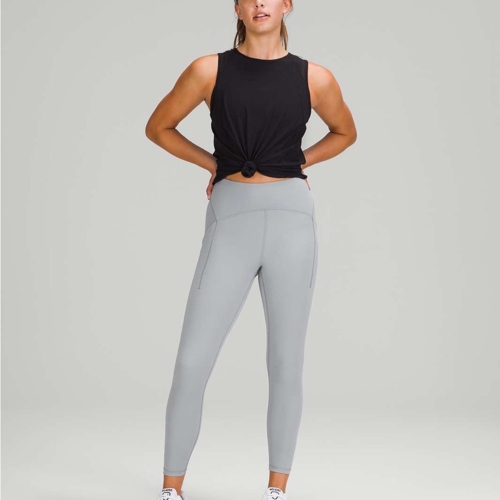 Lululemon Power Thru High-Rise Tight 25" Rhino Grey pockets sz 6.